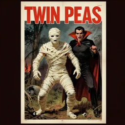 twin peaks poster art, mummy vs dracula, old retro pulp noir comic cover, by michael whelan, rossetti bouguereau, artgerm, retro, nostalgic, old fashioned