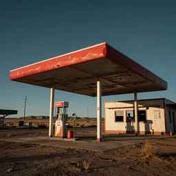 an abandoned gas station in the american west