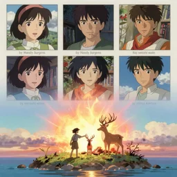 memorable animation key shot, lone man stranded on an island, making a burnt offering to the deer god, back lit, bonfire, by mandy jurgens, by satoshi kon, ilya repin, lena aenami, shinji kimura, daylight pastel color palette