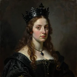 (((((The portrait of Lady in black wax crown))))) by Bartolomeo Passerotti !!!!!!, ((dark fantasy, witcher)), very detailed oil painting in the alla prima style, masterpiece, 8k