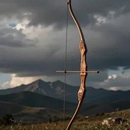 stock photo of a wooden longbow, realistic