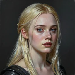 ultra realistic medium shot head and shoulders masterpiece matte portrait painting of elle fanning in dishonored, cosmic horror, artstation, art by frank frazetta and sachin teng, 4 k, ultra realistic, highly detailed, epic lighting