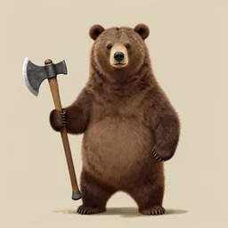 a bear holding a viking axe,by cameroon hammond