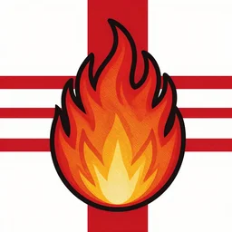 “ Leonardo DaVinci style art of The Calgary flames logo highly detailed with two red and white stripes going behind the logo”