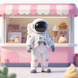 an astronaut at a space ice cream shop