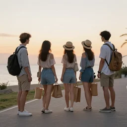 A group of friends going on holidays at 6:30 am