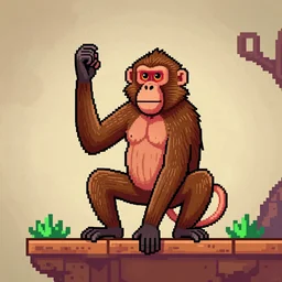 a long - neck baboon in the style of 8 - bit game sprite wall art
