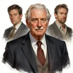 character concept portrait, willy lowman, elderly salesman in a suit, style digital painting, concept art, smooth, sharp focus, illustration, from metal gear, by ruan jia and mandy jurgens and william - adolphe bouguereau, artgerm