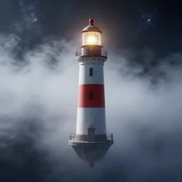 highly detailed, lighthouse floating in cosmic space surrounded by fog, dreamy smoke, by eytan zana, by piotr jabłonski, by greg rutkowski, global illumination, unreal engine