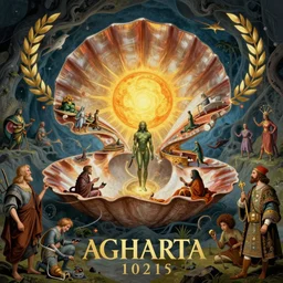 agharta, land of advanced races, hollow earth infographic with illustrations, a big shell with a sun in the interior, by albrecht durer, konstantinas ciurlionis, sir john tenniel, kilian eng, eugene delacroix, vibrant colours, dynamic lighting, digital art, winning award masterpiece, fantastically beautiful, illustration, aesthetically inspired by leonardo da vinci, trending on artstation, art by greg rutkowski, 8 k