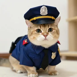a cat wearing a policeman outfit