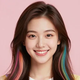a colorful girl with high detail smiles sweetly portrait 8K HD