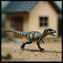 kodak portra 4 0 0, 5 0 mm leica summicron f 1. 2, macro photo of a tiny dinosaur running fast in a house, fast shutter speed, motion blur, tiny gaussian blur, highly detailed, highly intricate, depth of field, low contrast, wide aperture, action photography