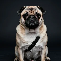 portrait of a pug as a ninja man, dark background, studio light, hdr, nikon 2 4 mm f / 1. 8 g, by sebastiao salgado