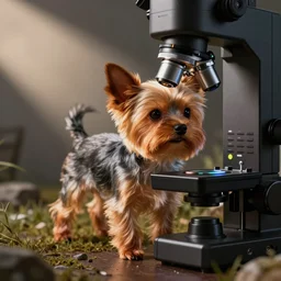 electron microscope photo of microscopic yorkie dog