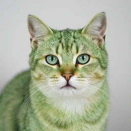 cat with greeen fur
