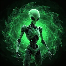 alien robot demon, highly detailed, mandelbulb fractal, green and black, 8 k, digital art, trending on artstation