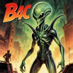 epic professional digital art of 1940s pulp science fiction cover art with bug eyed alien, best on artstation, breathtaking, epic, stunning, gorgeous, much detail, much wow, cgsociety, wlop, pixiv, behance, deviantart, masterpiece, UHD, 8K