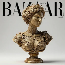 a sculpture made of vine, bust, single portrait, lady, future, fashion, harper's bazaar, vogue, magazine, insanely detailed and intricate, concept art, ornate, luxury, elite, elegant, trending on artstation, by Ruan Jia, Kenneth Willardt, Ross Tran, WLOP, Andrei Riabovitchev.