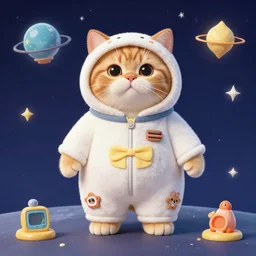 chonky ginger cat in space suite