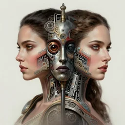 symmetry!! portrait of a woman who resembles a mix of carmen electra!! and natalie portman in the style of god of war, machine parts embedded into face, intricate, elegant, highly detailed, digital painting, artstation, concept art, smooth, sharp focus, illustration, art by artgerm and greg rutkowski and alphonse mucha, 8 k