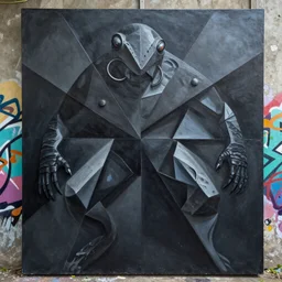 Creature from the Black Lagoon picture by Sachin Teng, asymmetrical, dark vibes, Realistic Painting , Organic painting, Matte Painting, geometric shapes, hard edges, graffiti, street art:2 by Sachin Teng:4