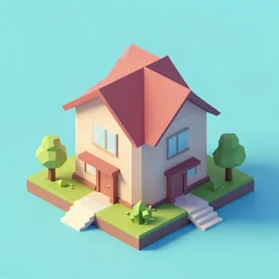 isometric low poly house, architecture concept