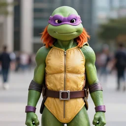 Beautiful close highly detailed portrait of an April O'neil from TMNT cosplayer in her iconic signature main 1987 outfit. Award-winning photography. XF IQ4, 150MP, 50mm, f/1.4, ISO 200, 1/160s, natural light, rule of thirds, symmetrical balance, depth layering, polarizing filter, Sense of Depth, AI enhanced