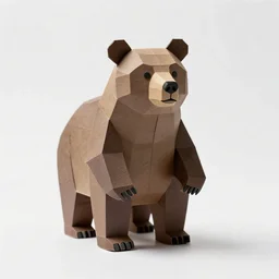 papercraft grizzly bear, studio photography, full body, isolated on a pure white background, centered, entire subject in frame, sharp focus, soft studio lighting