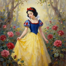snow white and rose red, oil painting