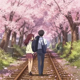 tunnel of love, sakura, liquid railway, by shunji dodo, 8 k resolution, high quality