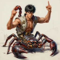 surreal gouache gesture  painting, by yoshitaka amano, by ruan jia, by Conrad roset, by good smile company, detailed anime 3d render of a gesture draw pose for scorpion from Mortal Kombat,  portrait, cgsociety, artstation,  gesture draw,  rococo mechanical, Digital reality, sf5 ink style, dieselpunk atmosphere, gesture  drawn