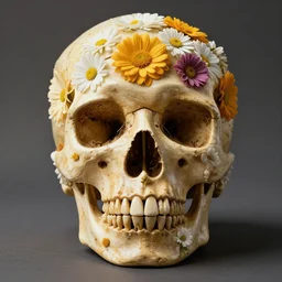 human skull made of flowers and filled with flowers, high resolution, high detail, 4 k, 8 k