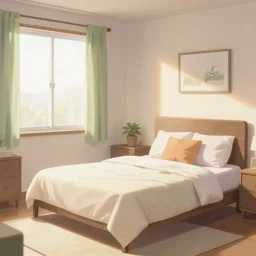 anime digital art of a bedroom