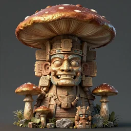 mayan mushroom deity, fantasy artwork by Darius Zawadzki