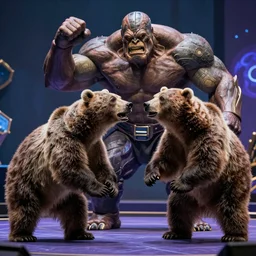 photo of the bears, playing intergalactic championship versus chitauri. Highly detailed 8k. Intricate. Sony a7r iv 55mm. Award winning.