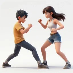 girl fighting a boy, artstation 8k