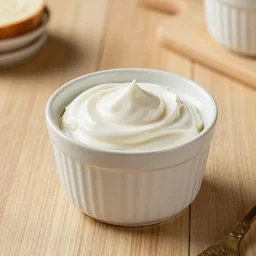a chesnut cream pot on a wood table in the south of france