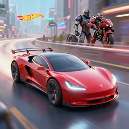 dream tron tesla light cycle race, hot wheels, wipe out, mass effect, tron, neon, hyper realistic, concept art, high key lighting, intricate, hyper detailed, smooth, high contrast, neon, volumetric lighting, octane, raytrace, ethereal, symmetrical, moebius, greg rutkowski, huifeng huang, artgerm, beeple, jim lee,