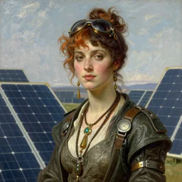 solarpunk portrait of a butch woman by william adolphe bouguereau