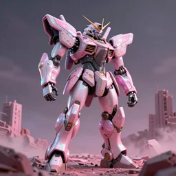 hyperrealistic 3d render full mecha iridescent pink dramatic landscape concept art vray ute osterwald de chirico sharp cinematic very moody light 8k low angle shallow depth of field