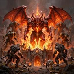 symmetry!! mines of moria fiery demon surrounded by orcs, highly detailed, perfect lighting, perfect composition, 4 k, artgerm, derek zabrocki, greg rutkowski