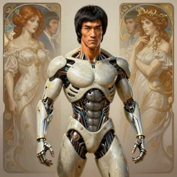 bruce lee as a organic cyborg, diffuse lighting, fantasy, intricate, elegant, highly detailed, lifelike, photorealistic, digital painting, illustration, concept art, smooth, sharp focus, art by john collier and albert aublet and krenz cushart and artem demura and alphonse mucha