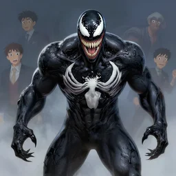 we are venom, marvel supervillain, artstation, cartoon, elegant, highly detailed, digital painting, concept art, smooth, sharp focus, illustration, art by ghibli, makoto shinkai, don bluth, fujita goro, jean giraud, atey ghailan, akihiko yoshida, tom whalen, fadeev 8 k