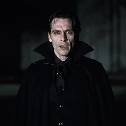 Christopher Walken as a vampire, night vision, photography