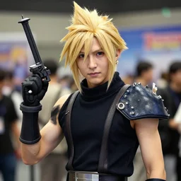 photograph of George W. Bush cosplaying as Cloud Strife, Anime Expo, Comiket, 4k