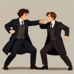 sherlock holmes punching mr hyde, digital art, trending on artstation, 4 k
