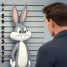bugs bunny as lee harvey oswald getting a mugshot taken