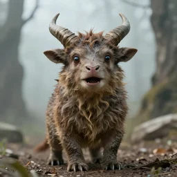 a fantasy creature with two small horns and realistic omg