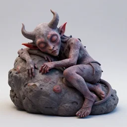 a 3 d sleeping demon, sculpted character
